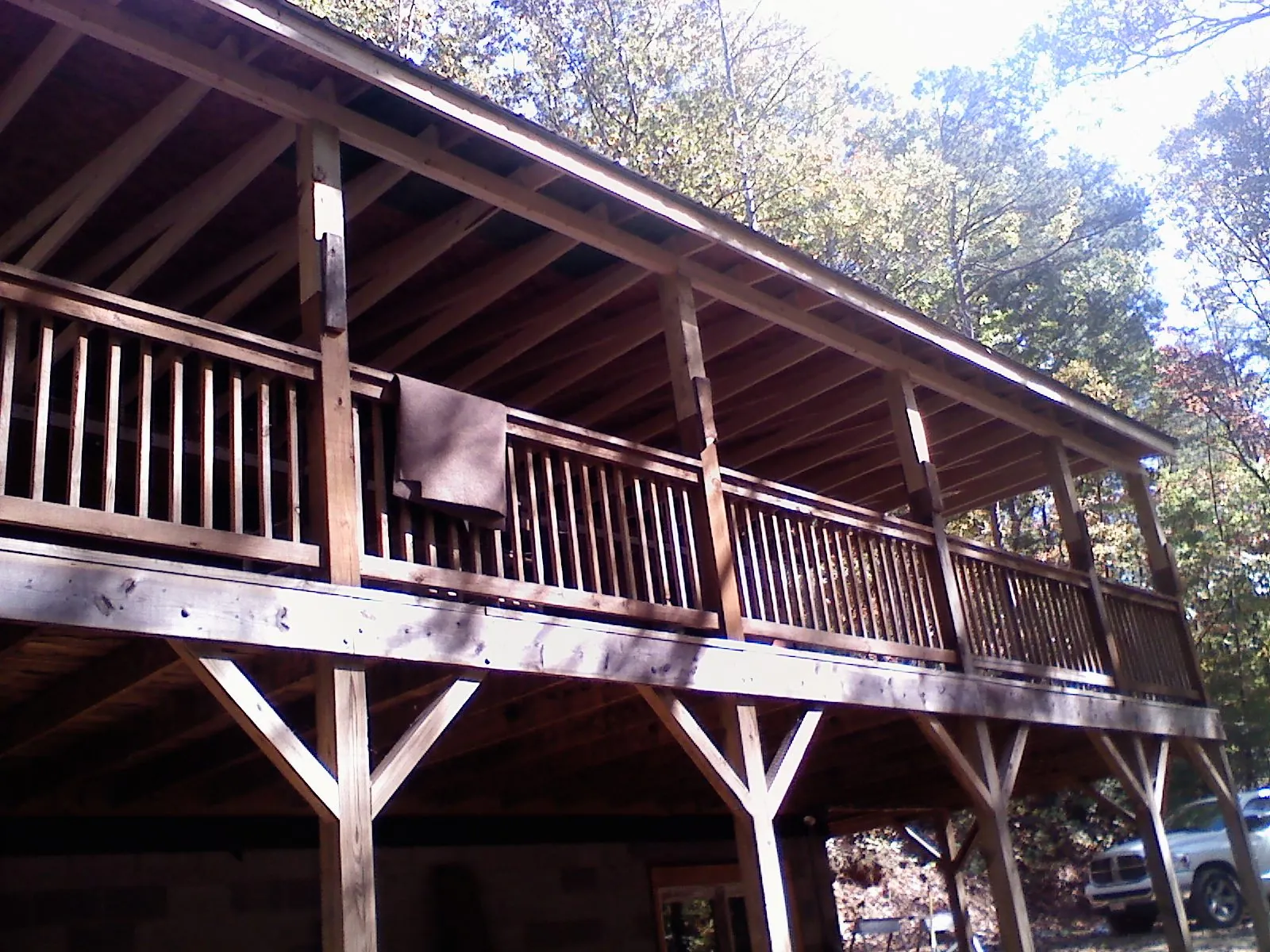 Timber framing under a new elevated porch and deck — Roof Leak Repair in Mishawaka by Roofing Brothers